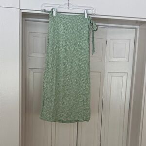 URBAN Romantics Sage Green Floral Tie-Waist Maxi Skirt